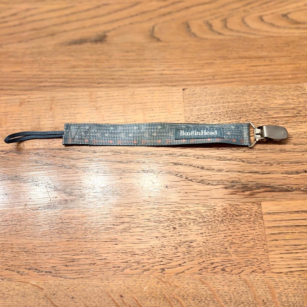 BooginHead Pacifier Clip Universal Black Gray Pattern‎ Metal Clip Baby Toddler